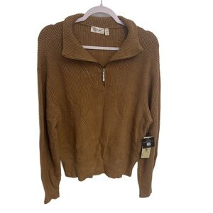 RD Style- Laverne Quarter Zip Pointelle Sweater